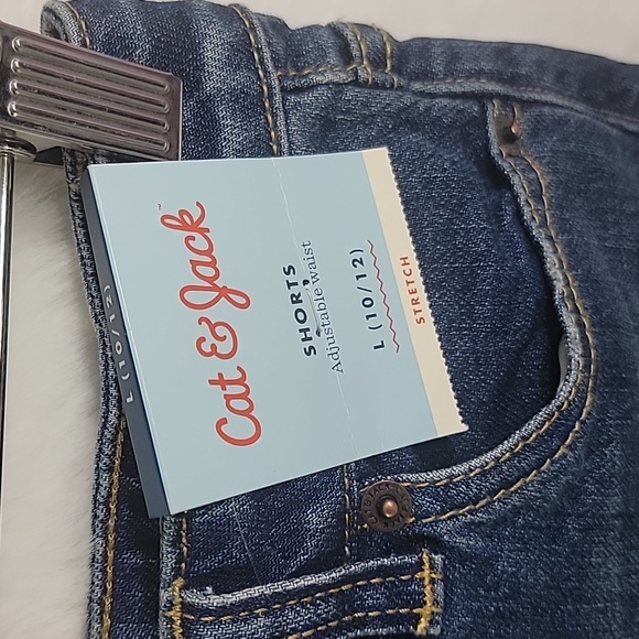 Cat & Jack Girls Blue Jean Shorts Adjustable Waist Size L 10/12 - Picture 2 of 4